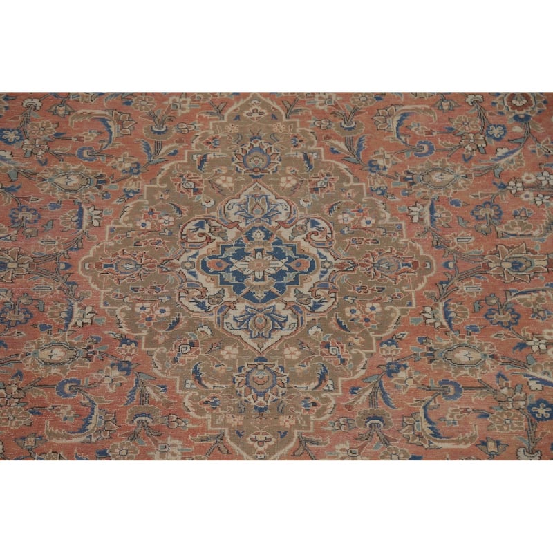 Traditional Kashan Persian Vintage Area Rug Handmade Wool Carpet - 9'7 ...