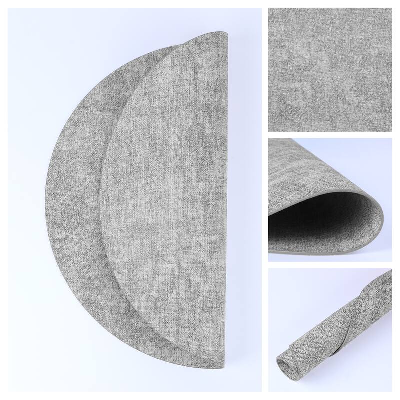 Set of 6 Placemats for Kitchen Dining Table Decor, Faux Leather - 13*13in - Gray