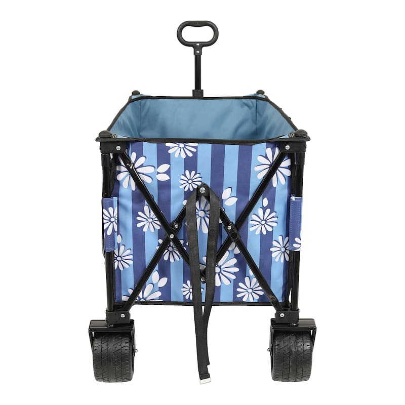 Heavy-Duty 480lbs Folding Wagon Cart With Bonus Picnic Mat-All-Terrain Beach Wheels,Drink Holders,Brakes & Side Pocket