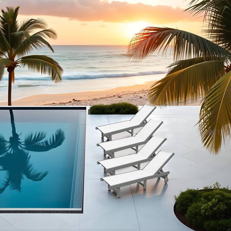 Venice HDPE Chaise Lounge, Set of 4 - Set of 4 - Grey