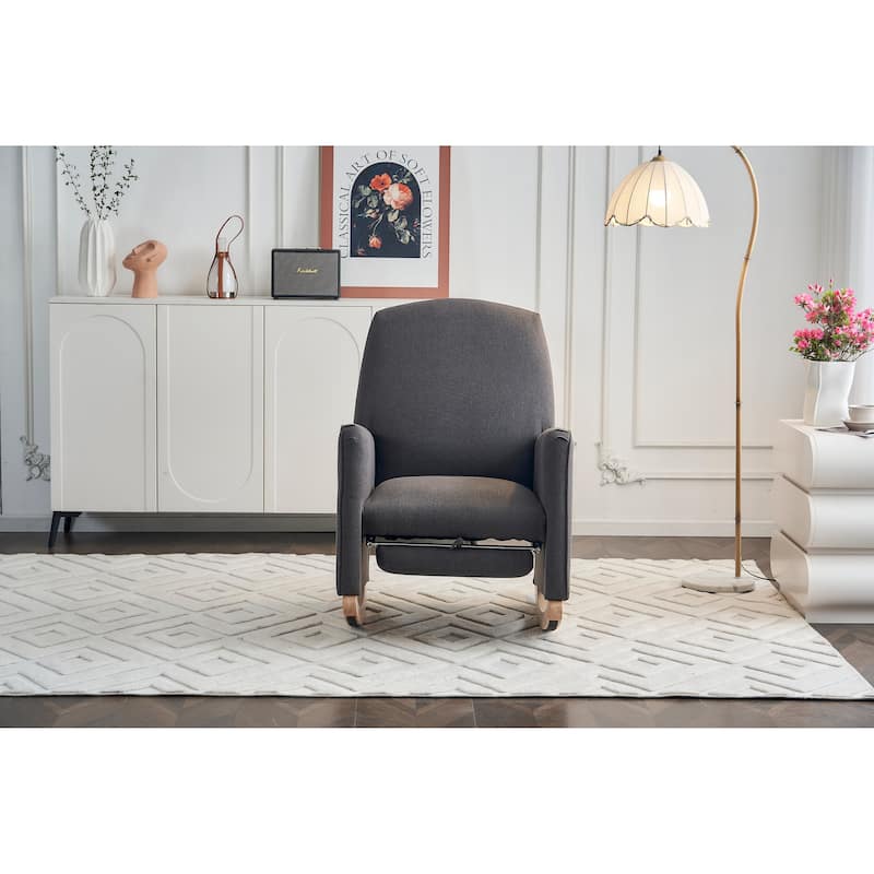 Upholstered Fabric Nursery Rocking Chair with Adjustable Footrest