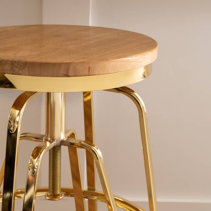 Aimes Wood and Metal 25-29 Inch Adjustable Stool