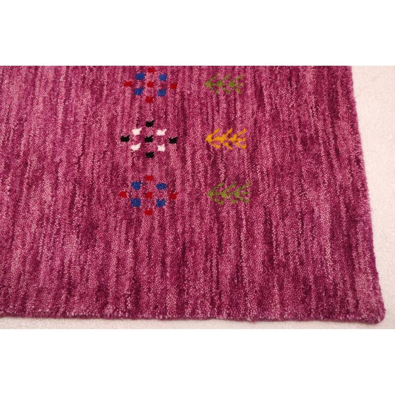 ECARPETGALLERY Hand Loomed Kashkuli Gabbeh Dark Magenta Wool Rug - 4'11 x 7'9