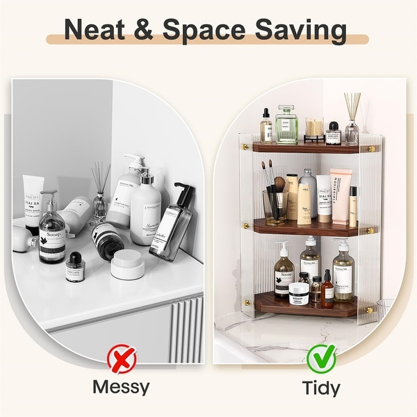 Corner Bathroom Countertop Organizer, 2 Tier Makeup Organizer For Vanity And Bathroom Countertop Perfume Tray, Make Up Organizers And Storage, Corner Storage Organizers For Bathroom, Dresser, Kitchen