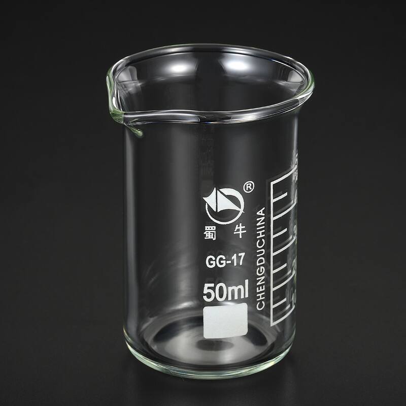 50ml Tall Form Glass Beaker, 3.3 Borosilicate Graduated Lab Measuring Cups - Clear