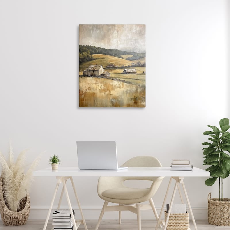 Stupell Rustic Farmland & Rolling Hills Canvas Wall Art Design By Petal Prints Design
