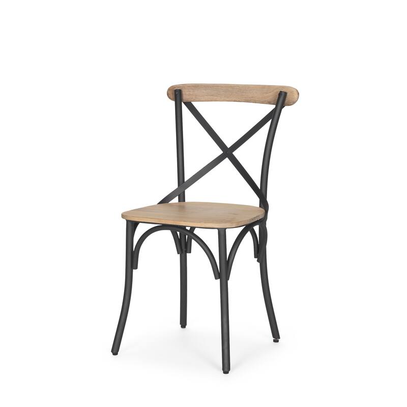 Etienne Light Brown Wood w/ Iron Metal Dining Chair (Set of 2) - 20.0L x 18.0W x .5.5H - Light Brown
