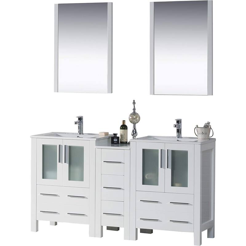 Blossom Sydney 60" Solid Wood Double Sink Bathroom Vanity with Cabinet - Glossy White