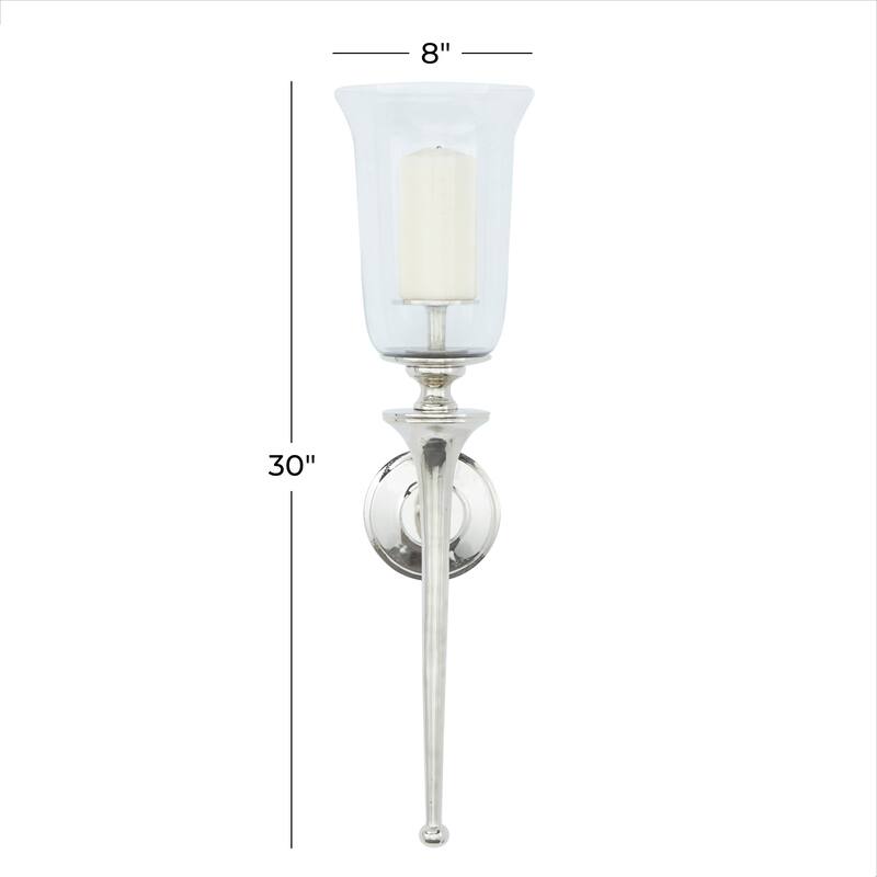 Aluminum Traditional Wall Sconce Gold, Silver, or Black - 8 x 8 x 30