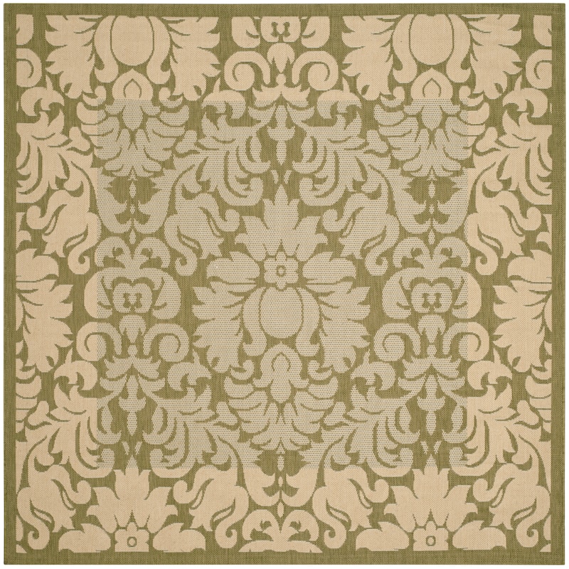 SAFAVIEH Courtyard Peggie Indoor/ Outdoor Patio Backyard Rug - 6'7" Square - Olive/Natural