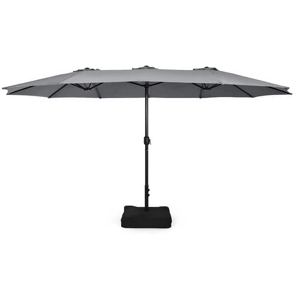 costway 15 ft patio umbrella 15' Double-Sided Twin with Crank and Base 72630 – FactoryPure turning crank make you easy to open or close the umbrella Costway 15 ft. Steel Double-Sided
