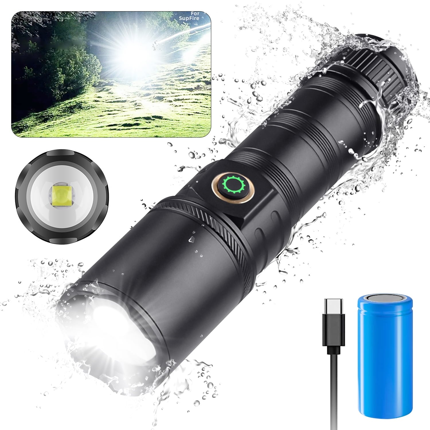 brightest lumen rechargable flashlight Wuben A1 20000 Rechargeable Spotlight 000 lumens and a range of over 1350 meters Core Equipment 1500 Lumen Rechargeable
