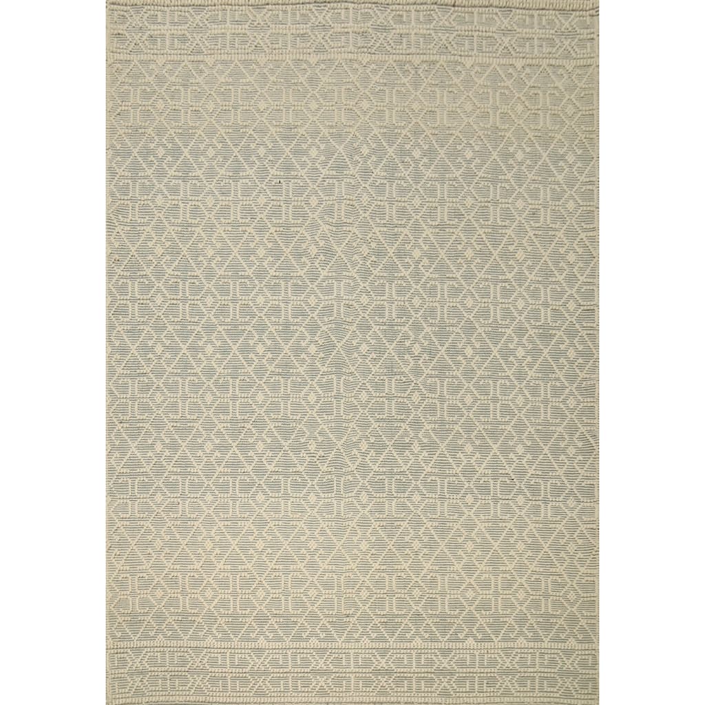 Hand Knotted Oriental 100% Wool Carpet Modern Geometric Greys & Charcoal Modern Gotti Design Area Rug - 9' 9'' X 8' 0''