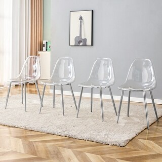 Modern Nordic Transparent Armless Dining Chairs, Crystal Plastic