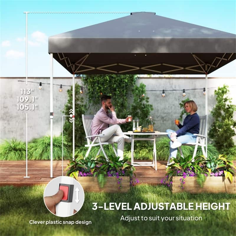 Metal Oxford Fabric Folding Outdoor Canopy Tent with Sidewalls - 116.9" L x 116.9" W x 113" H