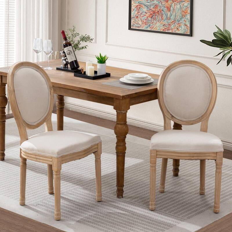 Upholstered French Style Nailhead Dining Chairs(Set of 2)