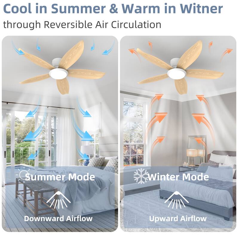 42-inch Wood Grain Finish Blades High Airflow Easy-Install Plug-in ABS Blade Ceiling Fan Light