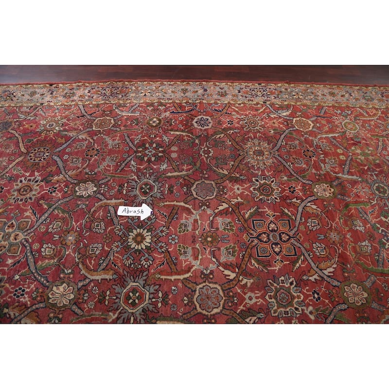 Pre-1900 Antique Sultanabad Persian Area Rug Hand-knotted Wool Carpet - 9'1" x 13'0"
