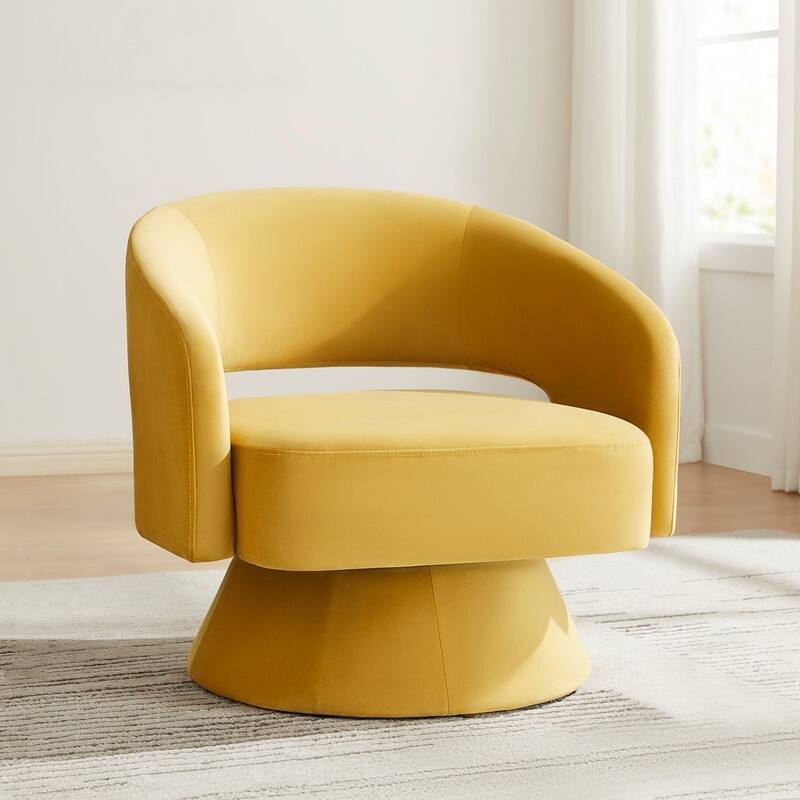 Spruce & Spring Jamie Swivel Fabric Accent Chair - Yellow