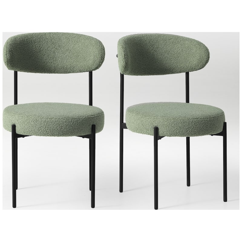 Bayville Mid-Century Curved Back Fabric Upholstered Metal Dining Chair (Set of 2)