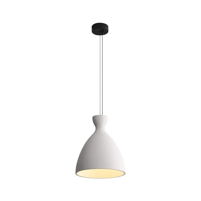 Golden Lighting Aethera 14in Integrated LED Pendant in White Sandstone Cement - Gold