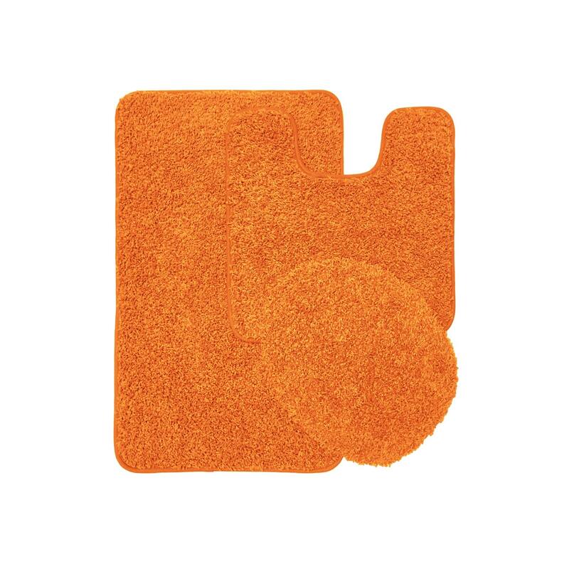 Layla 3 PC Shaggy Bathroom Rug Set, Bath Mat, Contour Rug, Lid Cover, Solid Colors