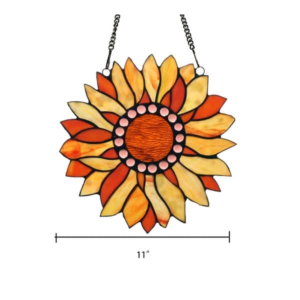 dimension image slide 0 of 3, Handcrafted Floral Design Vibrant Multicolor Stained Glass Window Panel