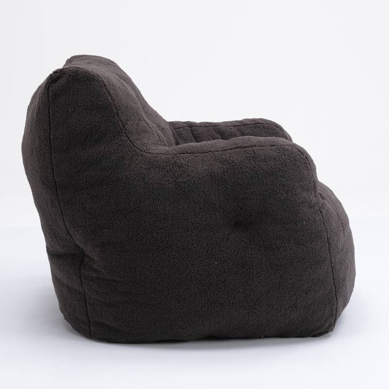 Tufted Deep Seat Bean Bag Chair, High-Density Foam Filler Lazy Floor Sofa, Single Sofa Chair with Curved Armrests