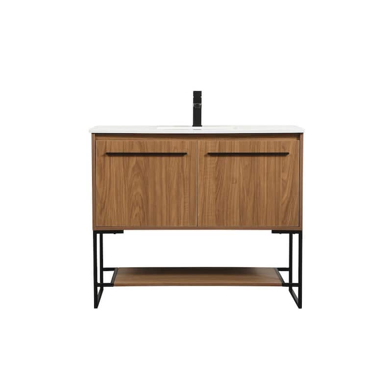 Elegant Lighting VF42540M Sloane 40" Free Standing Single Basin Vanity - Walnut Brown - Walnut Finish
