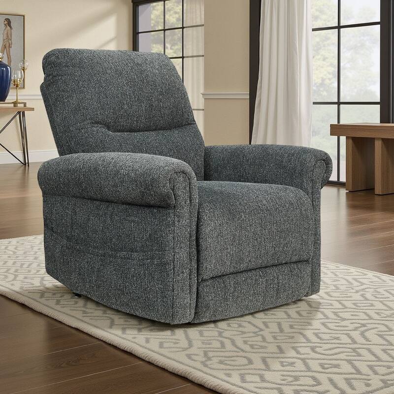 Auro Power Lift Recliner Chair, Heat, Massage, 39 Inch, Gray Polyester