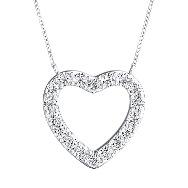 Auriya 14k Gold 1/4ctw Heart Shaped Diamond Necklace (H-I, I1-I2) - White H-I - White
