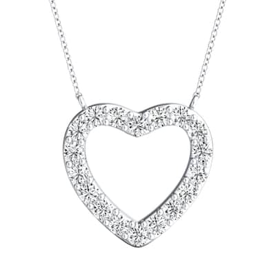 Auriya 14k Gold 1/4ctw Heart Shaped Diamond Necklace (H-I, I1-I2) - White H-I