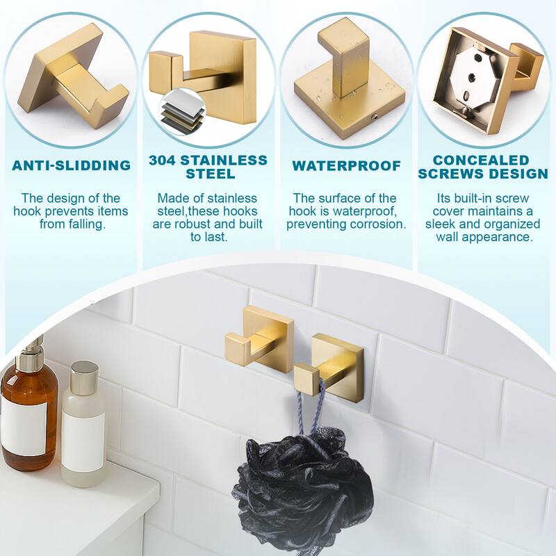 WOWOW J-Hook Wall Mount Robe/Towel Hook 2PCS