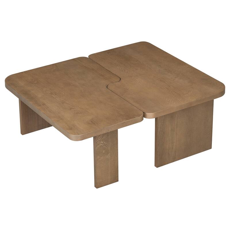 Roomfitters Minimalist Coffee Table Set, Rectangular Center Table with Two-Tone Design