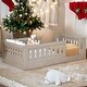 preview thumbnail 2 of 24, Wood Twin Size Platform Bed with Guardrail and Semi-enclosed Fence For Toddler