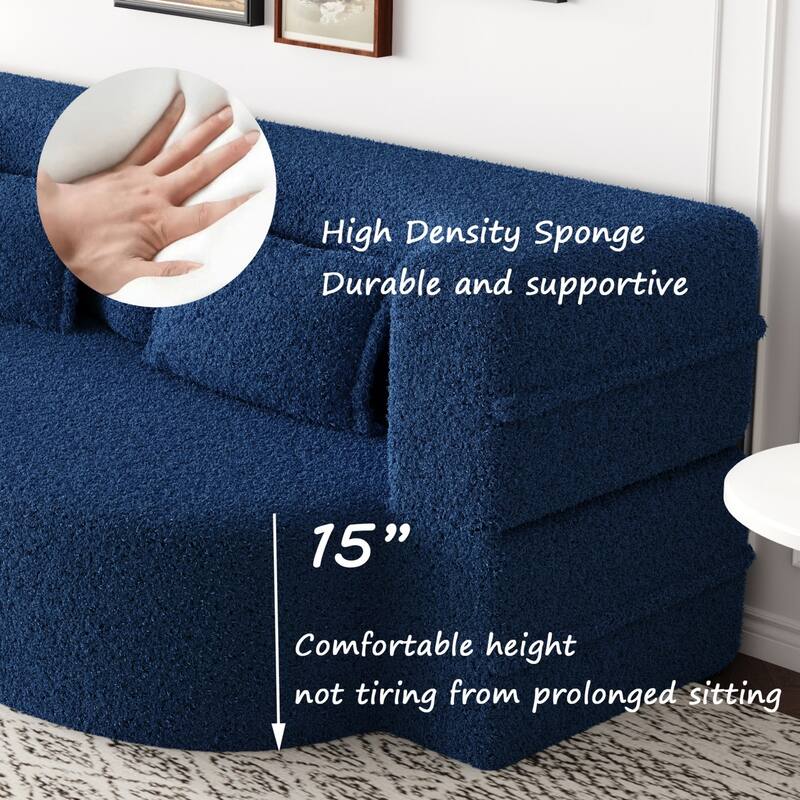 Modern Floor Sofa with 2 Pillows Foam-Filled Sleeper Sofa Bed