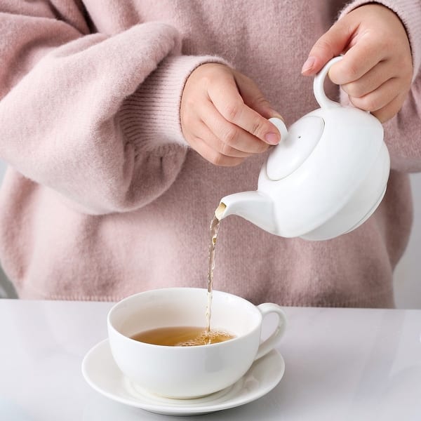 Shop Malacasa Series Sweet Time Porcelain White Teapot 11oz Tea Set For One Teacup And Saucer Set 6 5 Overstock