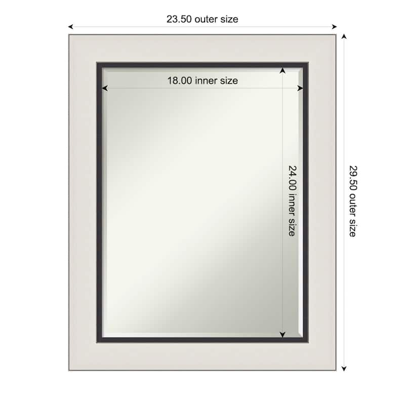 Ellie Half-Inch-Bevel Framed Bathroom Vanity Wall Mirror - Ellie Silver Black - 24 x 30 in