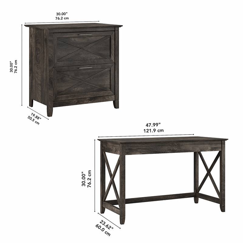 Key West 48W Writing Desk with Lateral File Cabinet by Bush Furniture