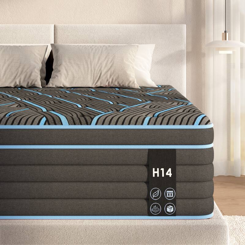 Queen Size Mattress, 12 Inch Hybrid Mattress, Individually Pocketed Innerspring, Medium Firm