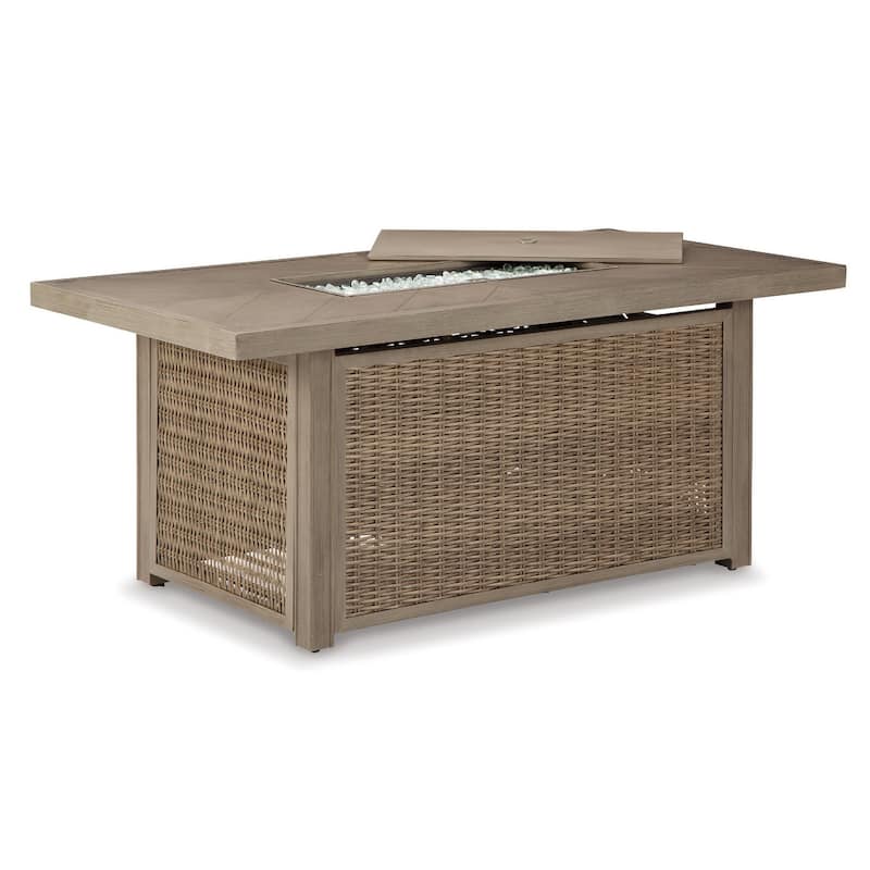 Beachcroft Outdoor Rectangular Fire Pit Table - 58" W x 30" D x 25.13" H