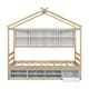 preview thumbnail 34 of 33, Twin Size Platform Bed wBedside-Shelves, Under Bed Storage Unit and Roof, Wood Low House Bedframe Daybed with Small Cabient