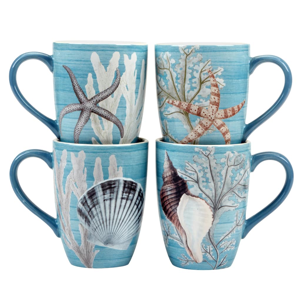 Certified International Beyond the Shore Set of 4 Mugs