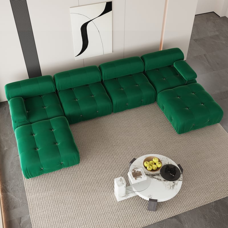 U-shaped Velvet Upholstery Sectional Modern Modular Couch