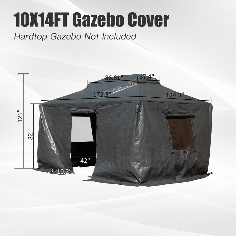 Domi 8' x 8' Universal Winter Gazebo Cover, All Season Waterproof Enclosed Cover with Sidewalls & Ventilated Mesh Windows, White