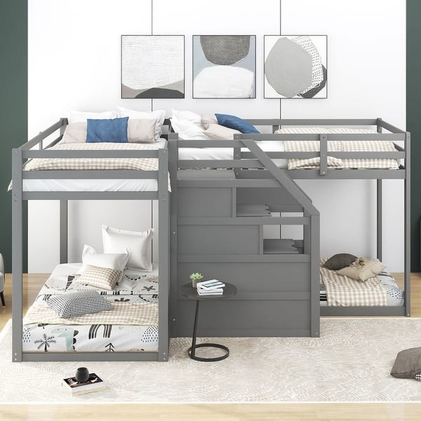 Twin Over Twin L Shaped Bunk Bed
