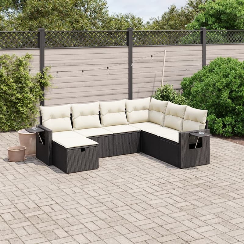 vidaXL Garden Sofa Set - Black and cream Large 24.4 x 24.4 x 27.2