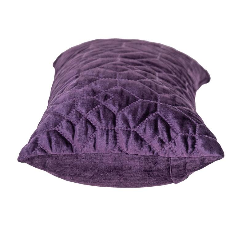 Navy Quilted Velvet Geo Lumbar Decorative Pillow