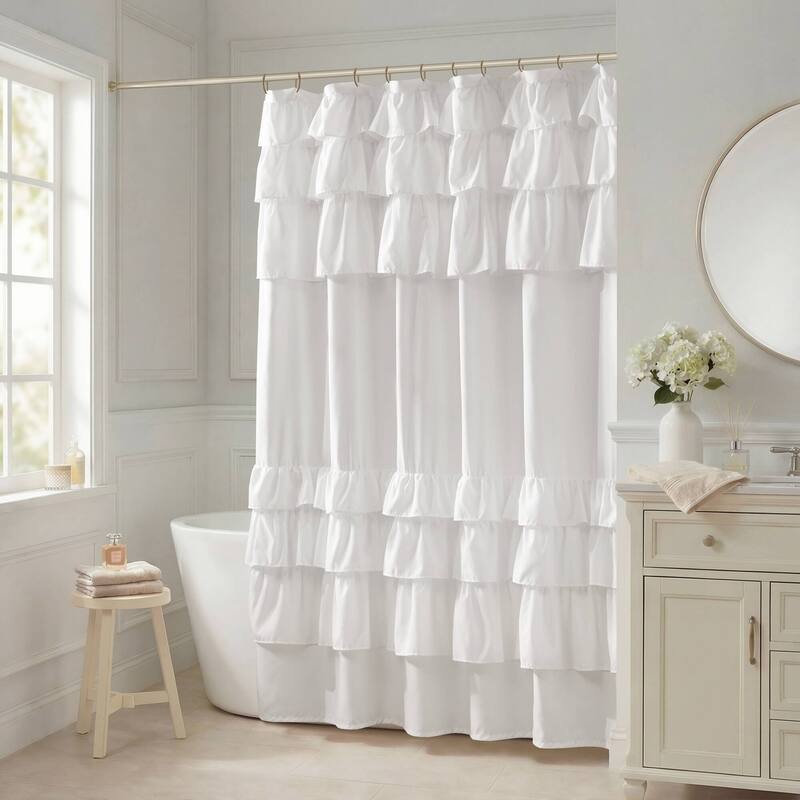 Madison Park Grace Ruffled Shower Curtain