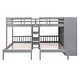 preview thumbnail 7 of 8, Full-Over-Twin-Twin Triple Bunk Bed with Shelves, Wardrobe & Mirror for 3